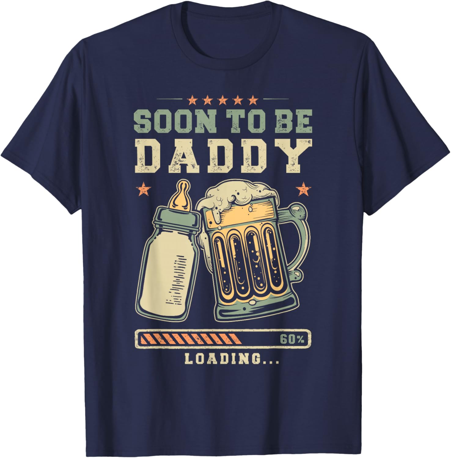 Soon to Be Daddy Loading Expecting Dad Reveal T-Shirt - T-Shirt | Navy