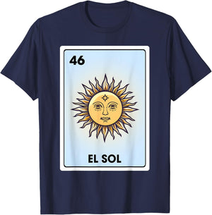 El Sol Mexican Sun Latina Chicana Chibi Bingo Card T-Shirt - T-Shirt | Navy