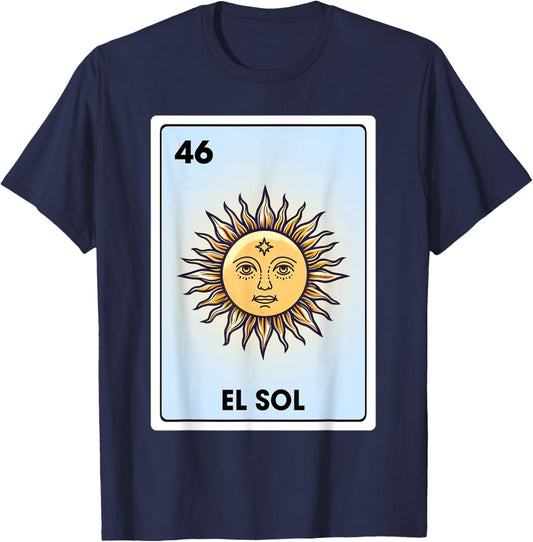 El Sol Mexican Sun Latina Chicana Chibi Bingo Card T-Shirt - T-Shirt | Navy
