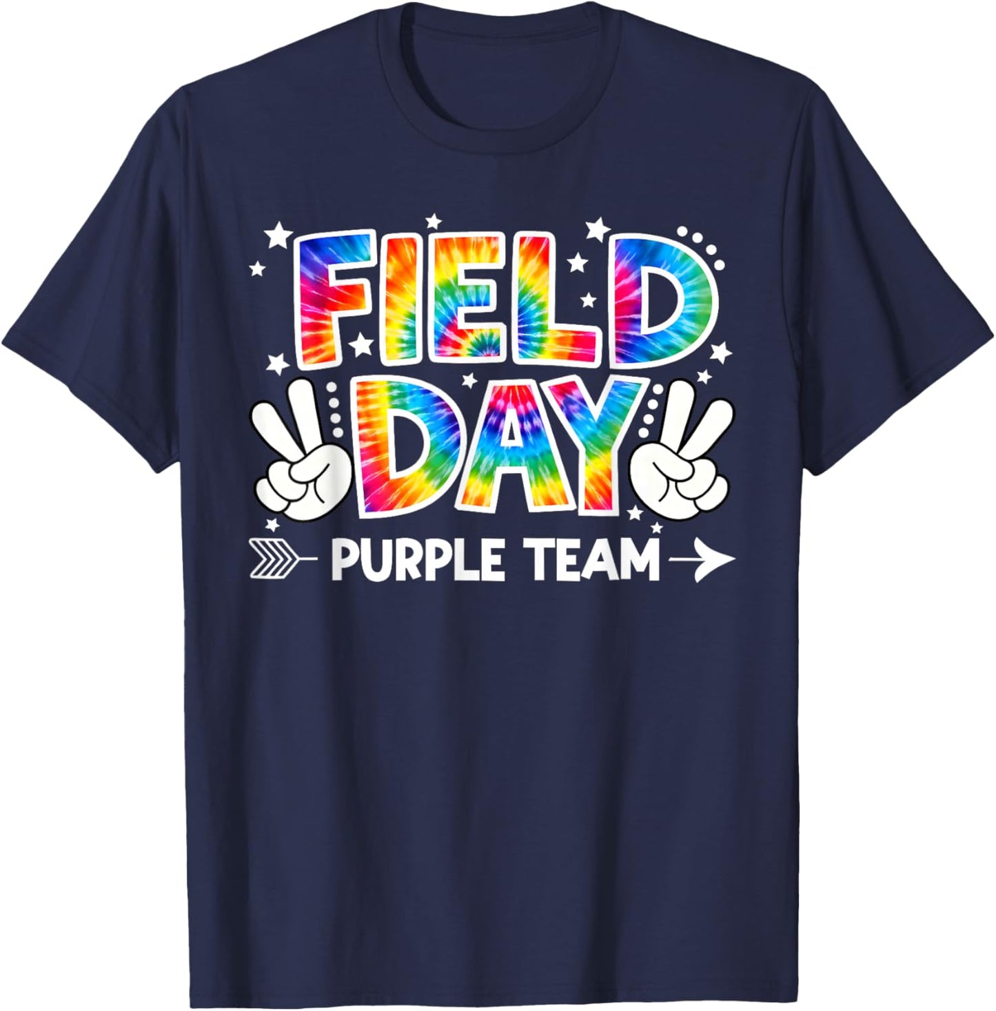 Field Day Purple Team Peace Hand Tie Dye Men Women Kid T-Shirt - T-Shirt | Navy
