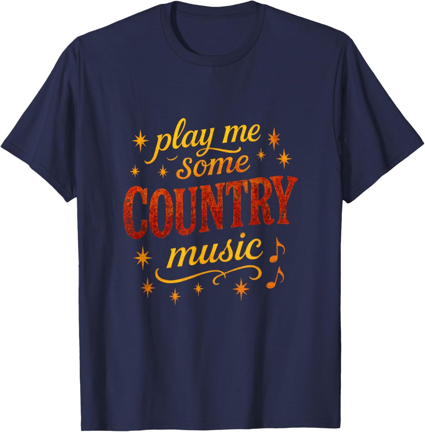 Play Me Some Country Music - Vintage Concert Style T-Shirt - T-Shirt | Navy