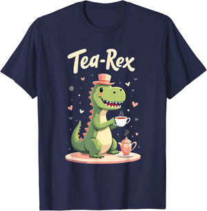 Tea-Rex Tea Time Design for Kids Funny Dinosaur T-Shirt - T-Shirt | Navy