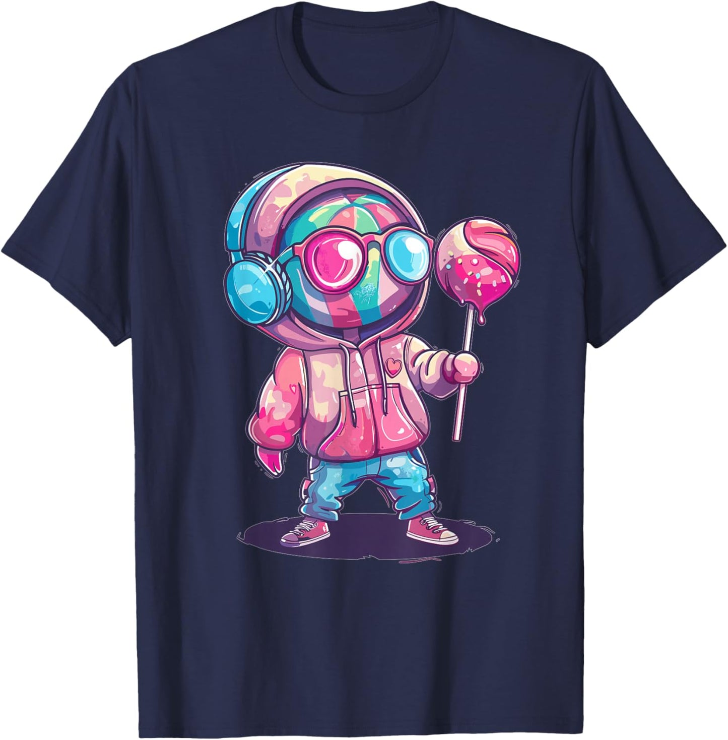 Cute Lollipop With Sunglasses I Kids Lollipop T-Shirt - T-Shirt | Navy