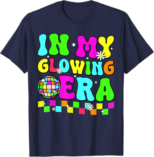 In My Glowing Era Retro Colorful Tie Dye Quote Group Team T-Shirt - T-Shirt | Navy