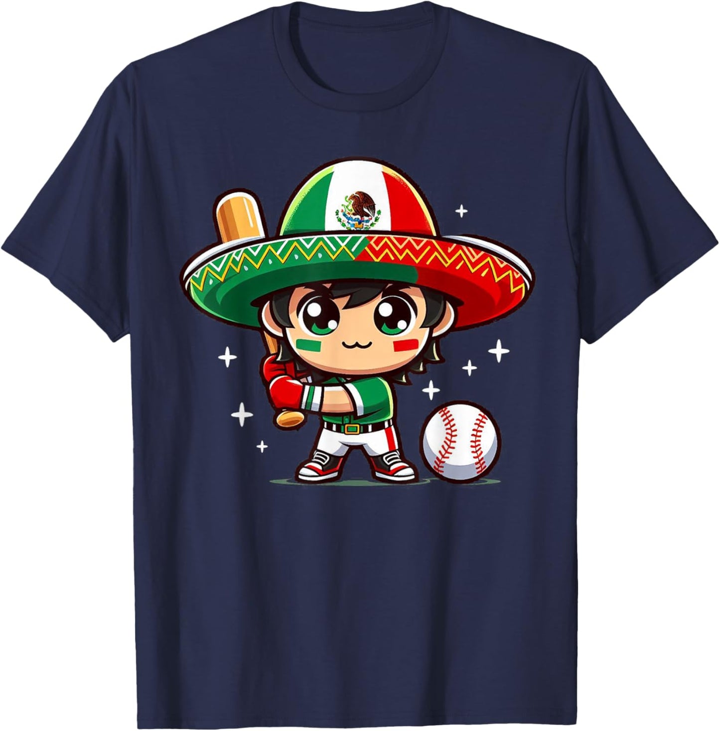 Mexican Baseball Kid - Mexico Child Hitter Batter Pitcher T-Shirt - T-Shirt | Navy
