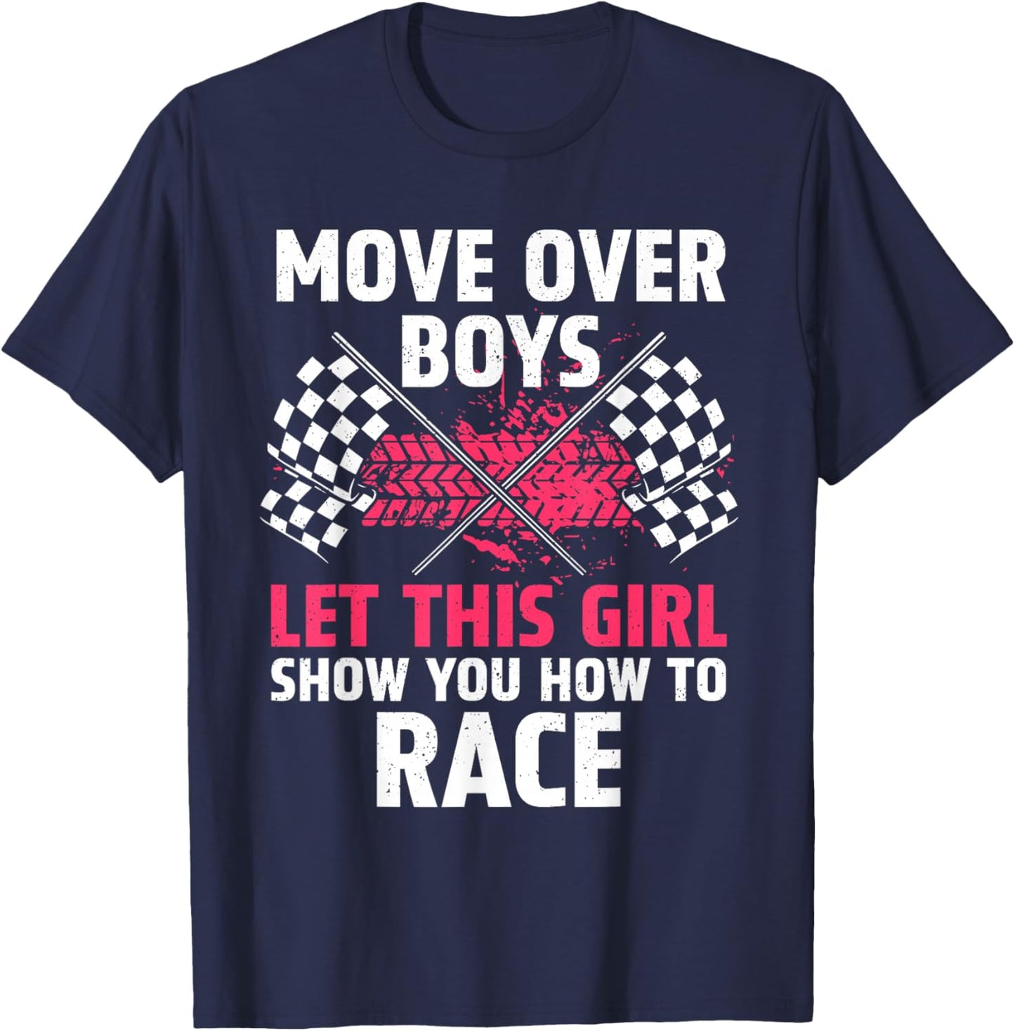 Funny Race Car Driver Art For Girls Women Kids Racing Lover T-Shirt - T-Shirt | Navy