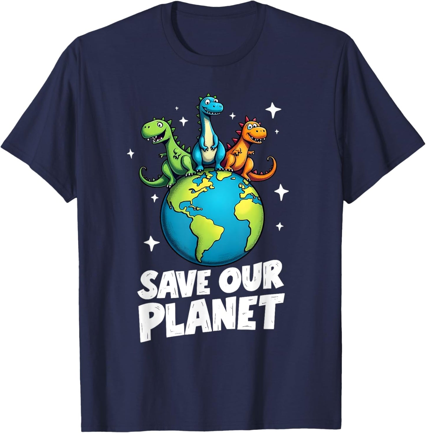 Save Our Planet with Dinosaurs Cute Earth Day for Kids T-Shirt - T-Shirt | Navy