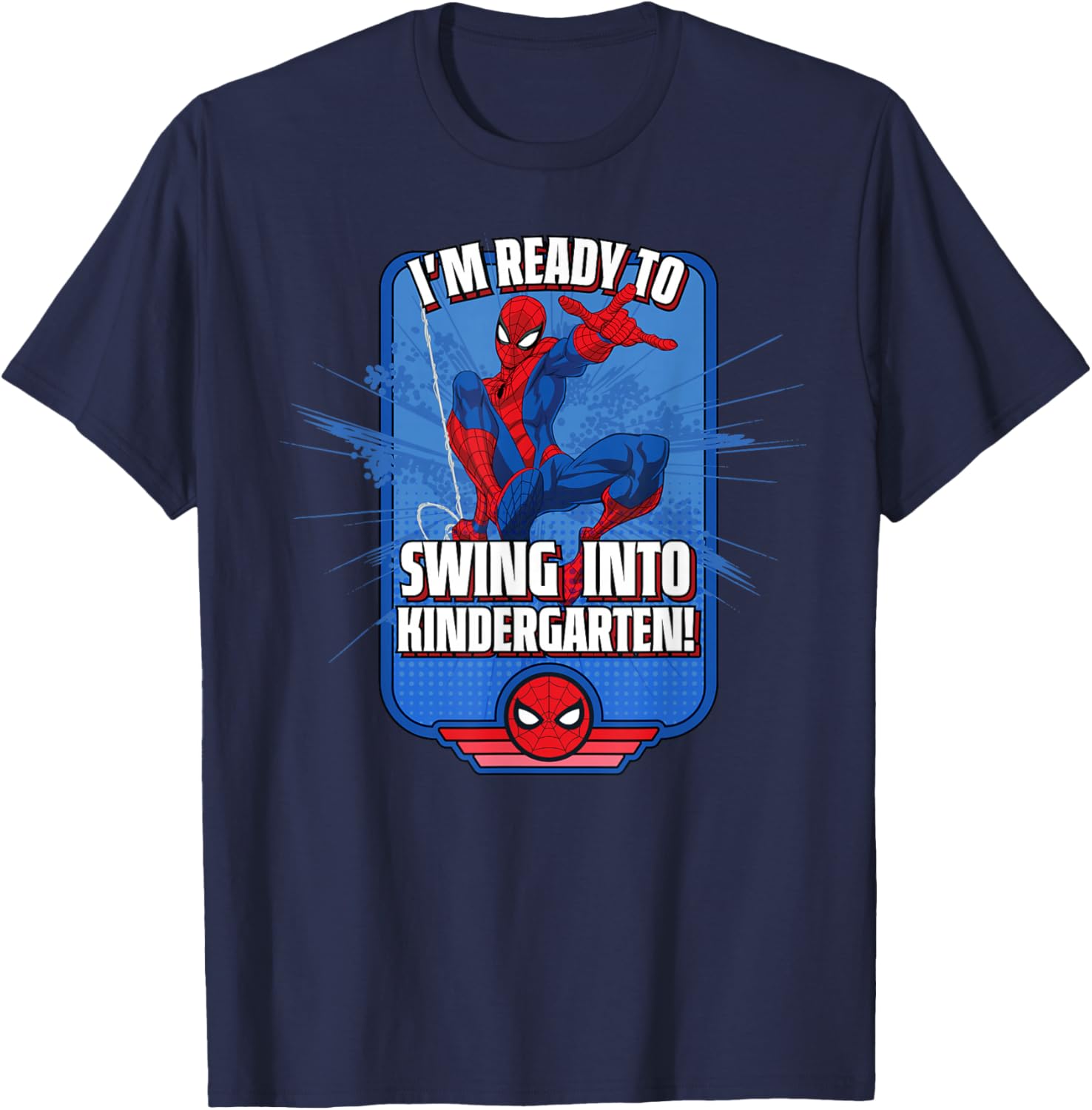 Marvel Spider-Man I'm Ready to Swing Into Kindergarten! T-Shirt - T-Shirt | Navy