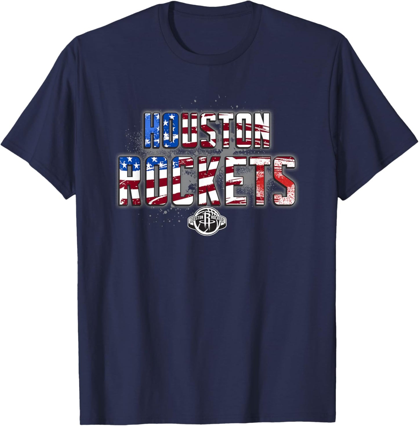NBA Houston Rockets American Flag Distressed Paint Spill T-Shirt - T-Shirt | Navy
