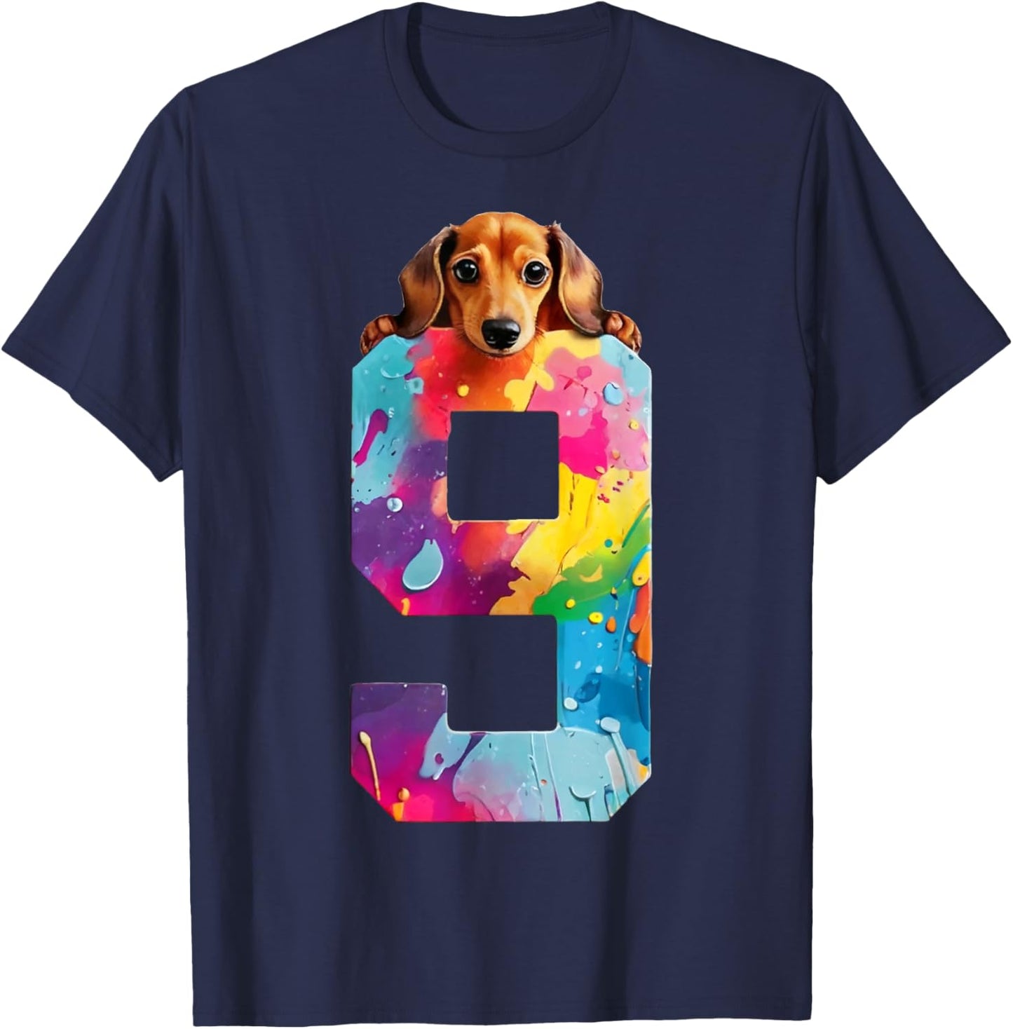 Dog 9 Years Dachshund 9th Birthday T-Shirt - T-Shirt | Navy