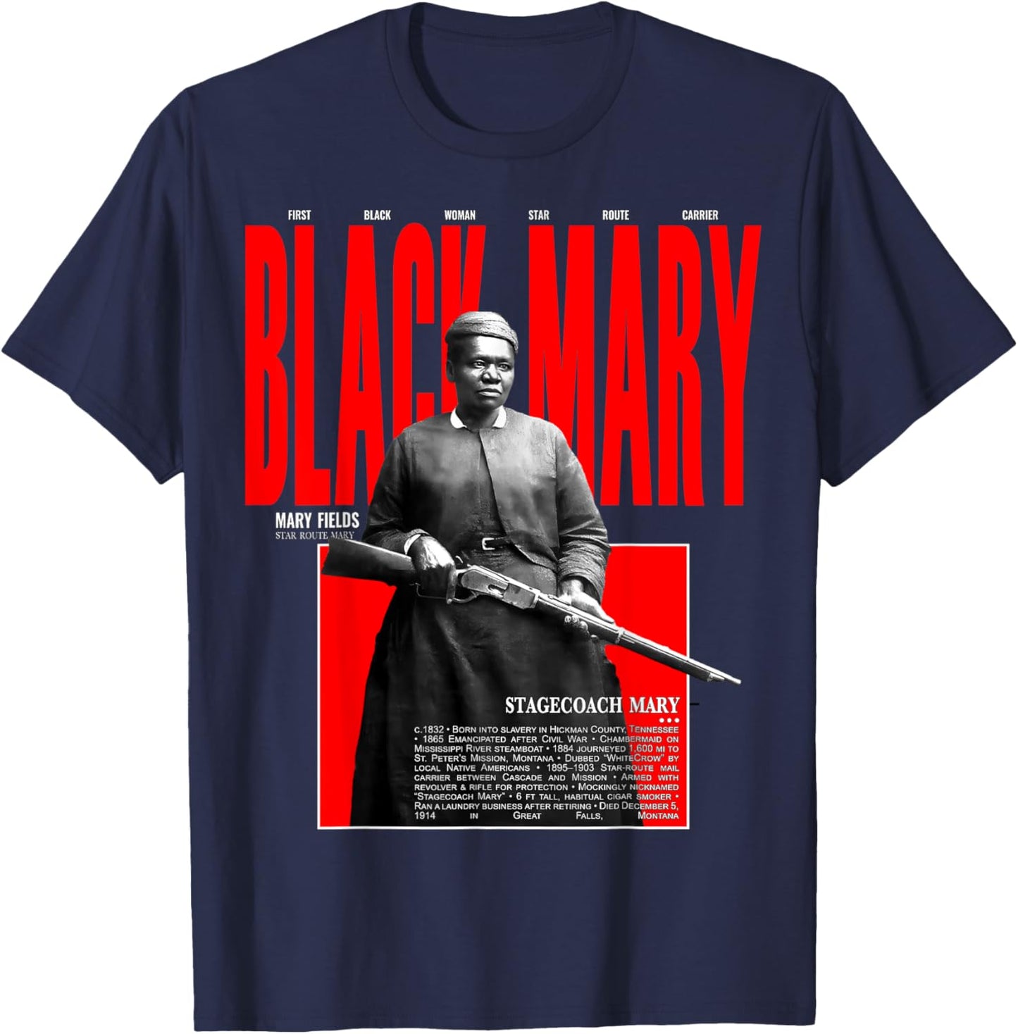 Stagecoach Mary Fields Six Shooter Guardian T-Shirt - T-Shirt | Navy