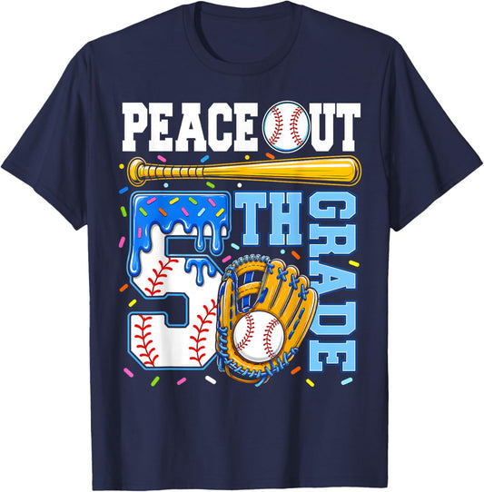 5th Grade Fifth Baseball Drip Graduation Last Day of School T-Shirt - T-Shirt | Navy
