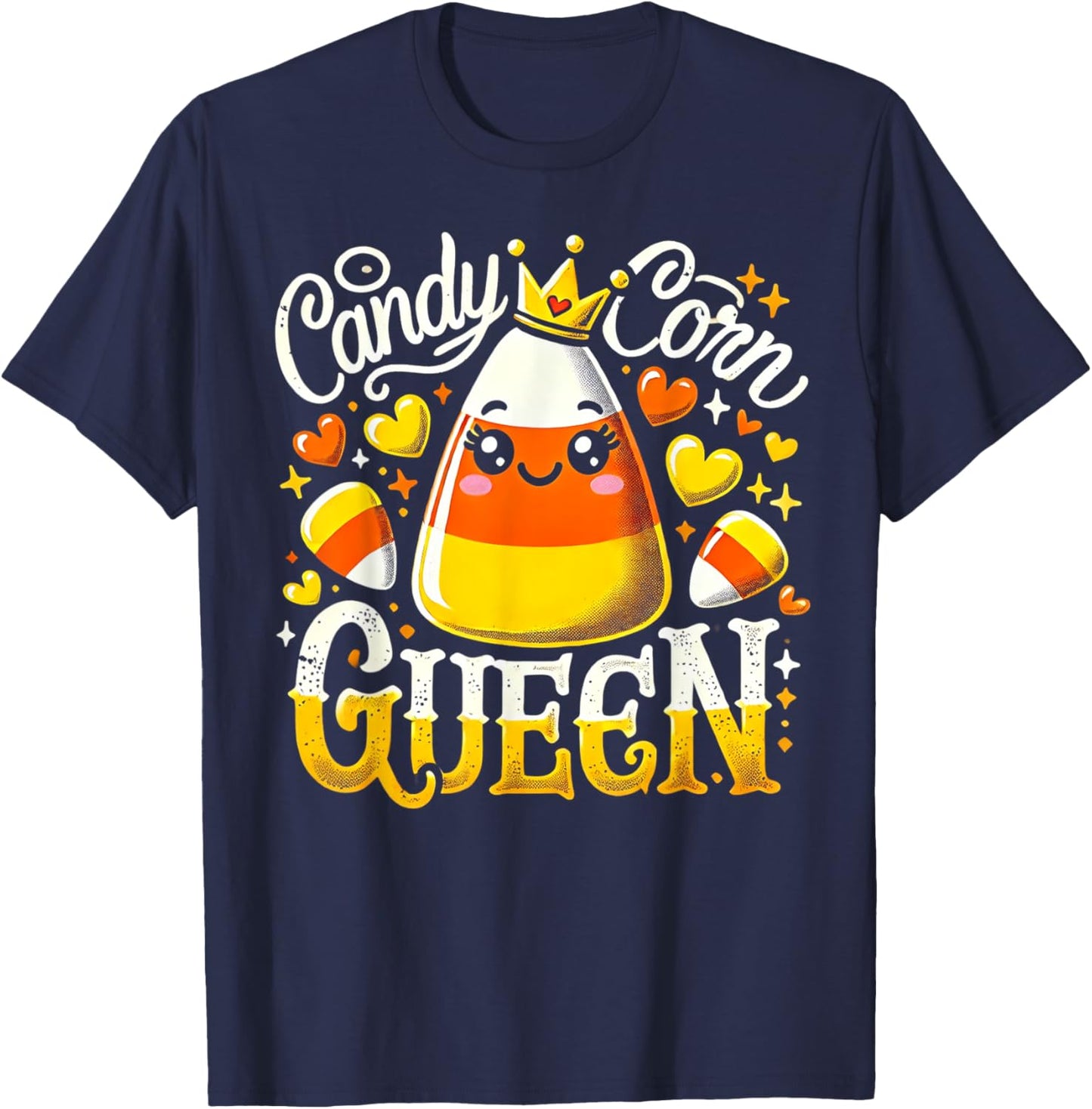 Candy Corn Queen Halloween Party Cute Costume Funny T-Shirt - T-Shirt | Navy