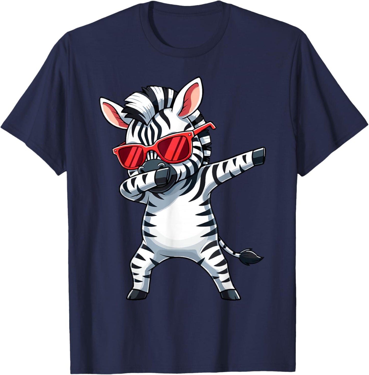 Dabbing Zebra Sunglasses Animal Zebra T-Shirt - T-Shirt | Navy