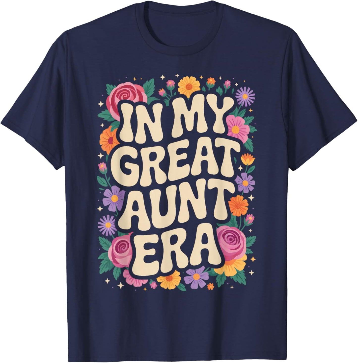 Retro in My Great Aunt Era Family Love Auntie T-Shirt - T-Shirt | Navy