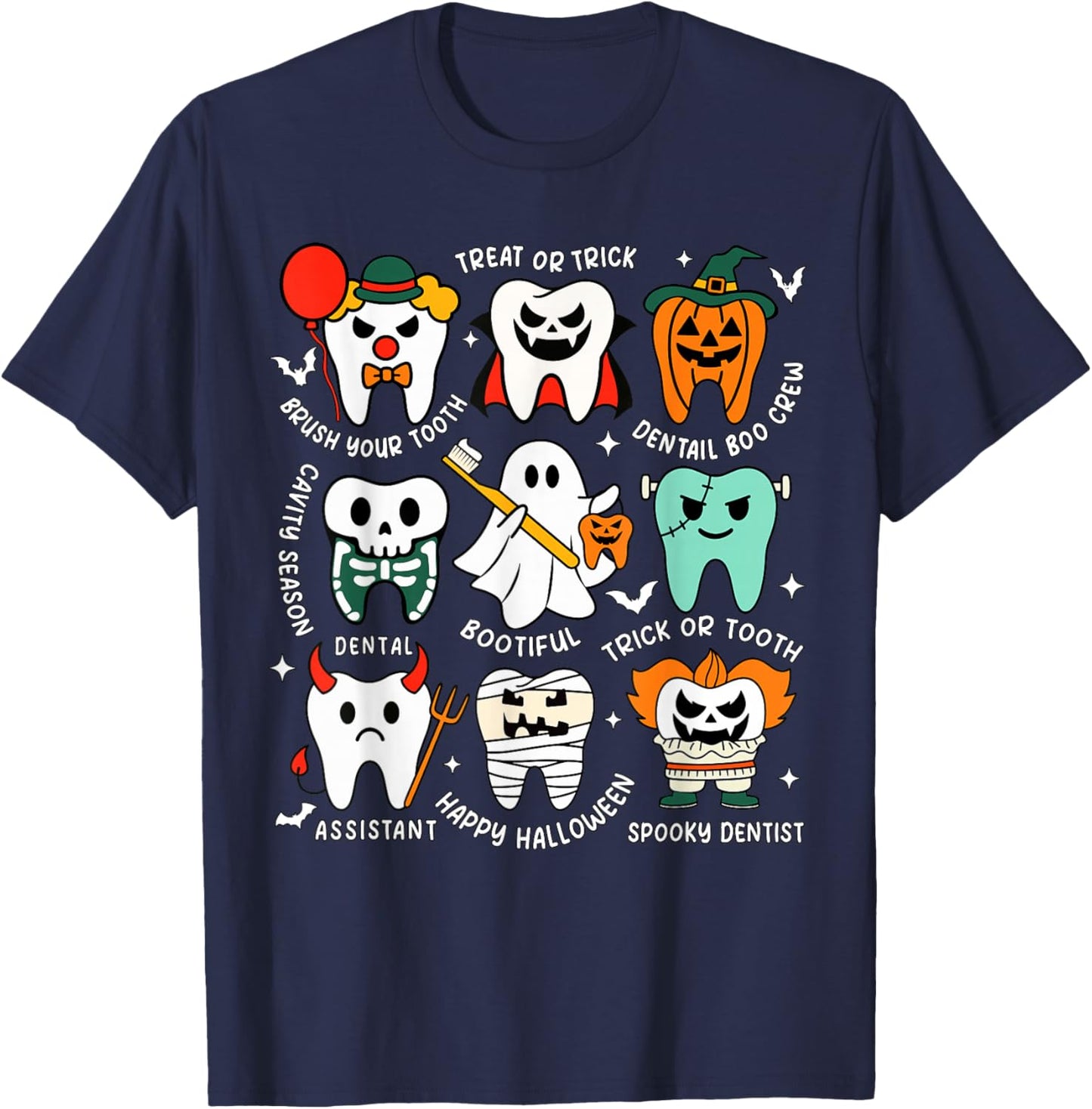 Halloween Dental Boo Crew Dentist Costume Teeth Women Men T-Shirt - T-Shirt | Navy