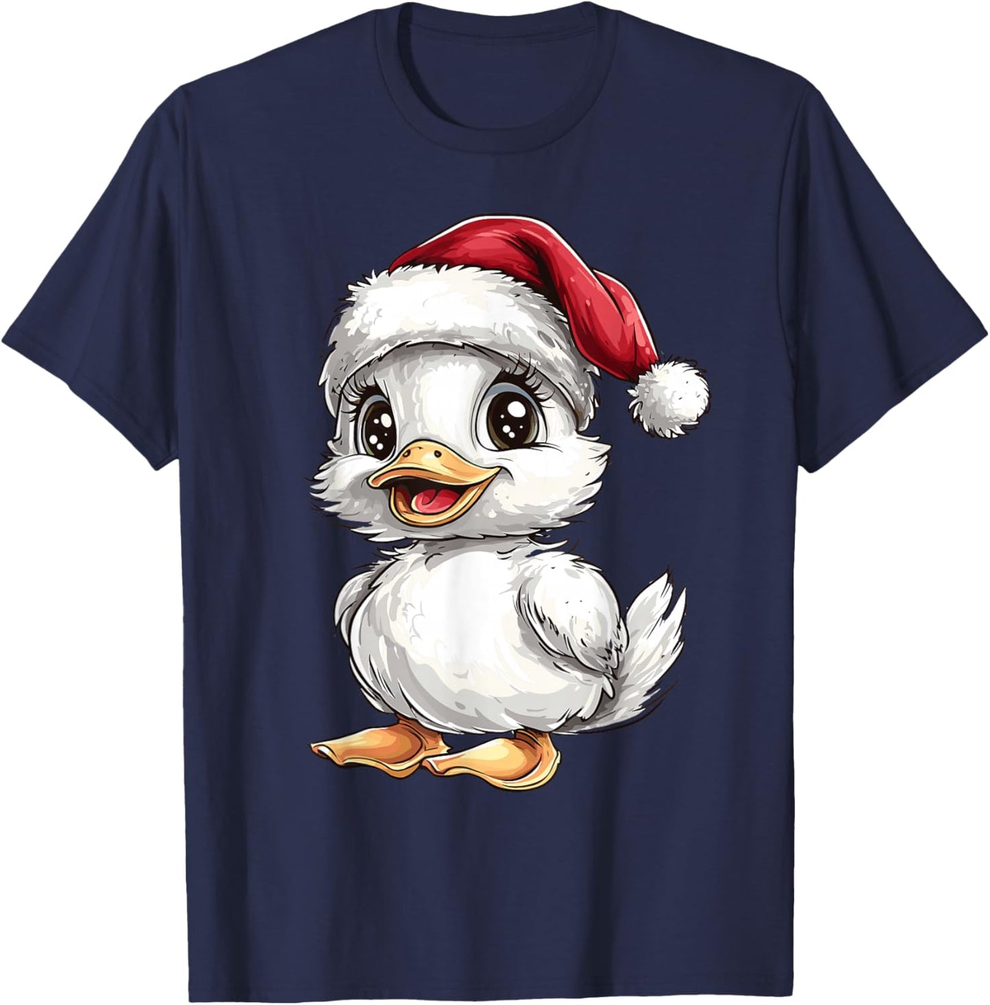 Duck Santa Hat Funny Girls Kids Duck Lovers Christmas Pajama T-Shirt - T-Shirt | Navy