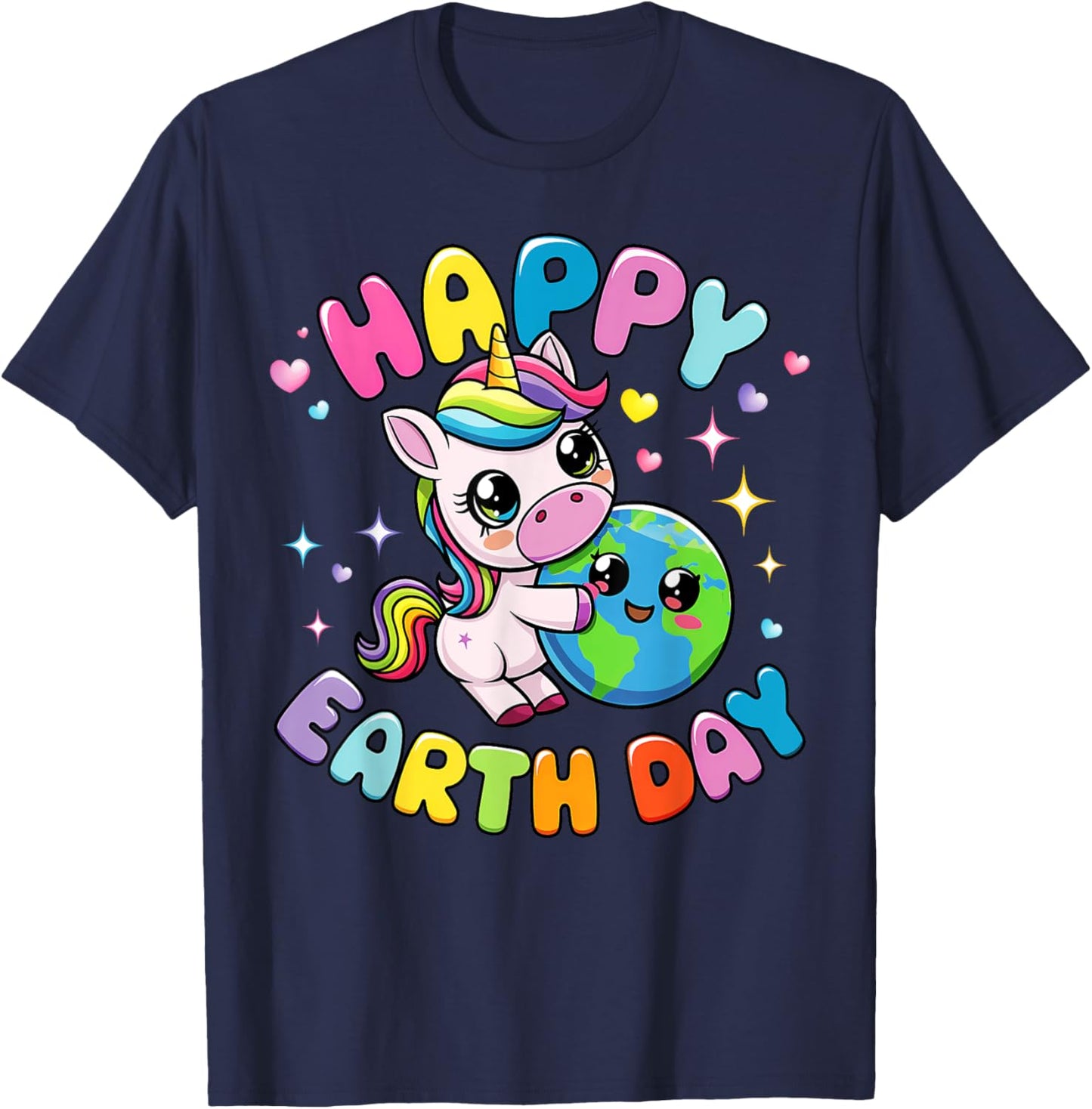 Happy Earth Day Unicorn Earth Day 2025 Kids Toddler Girl T-Shirt - T-Shirt | Navy