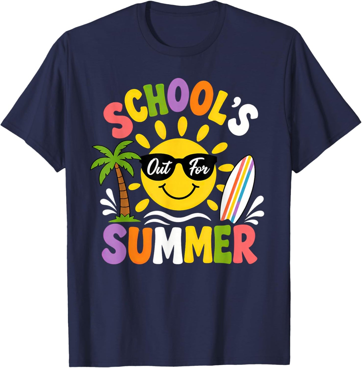 Last Day of School Graduation Groovy Schools Out for Summer T-Shirt - T-Shirt | Navy