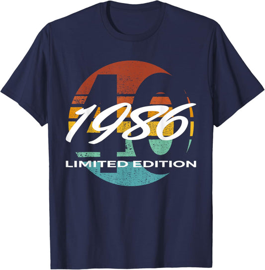 40th Birthday Man Woman 40 Years 1986 Funny Gift T-Shirt - T-Shirt | Navy
