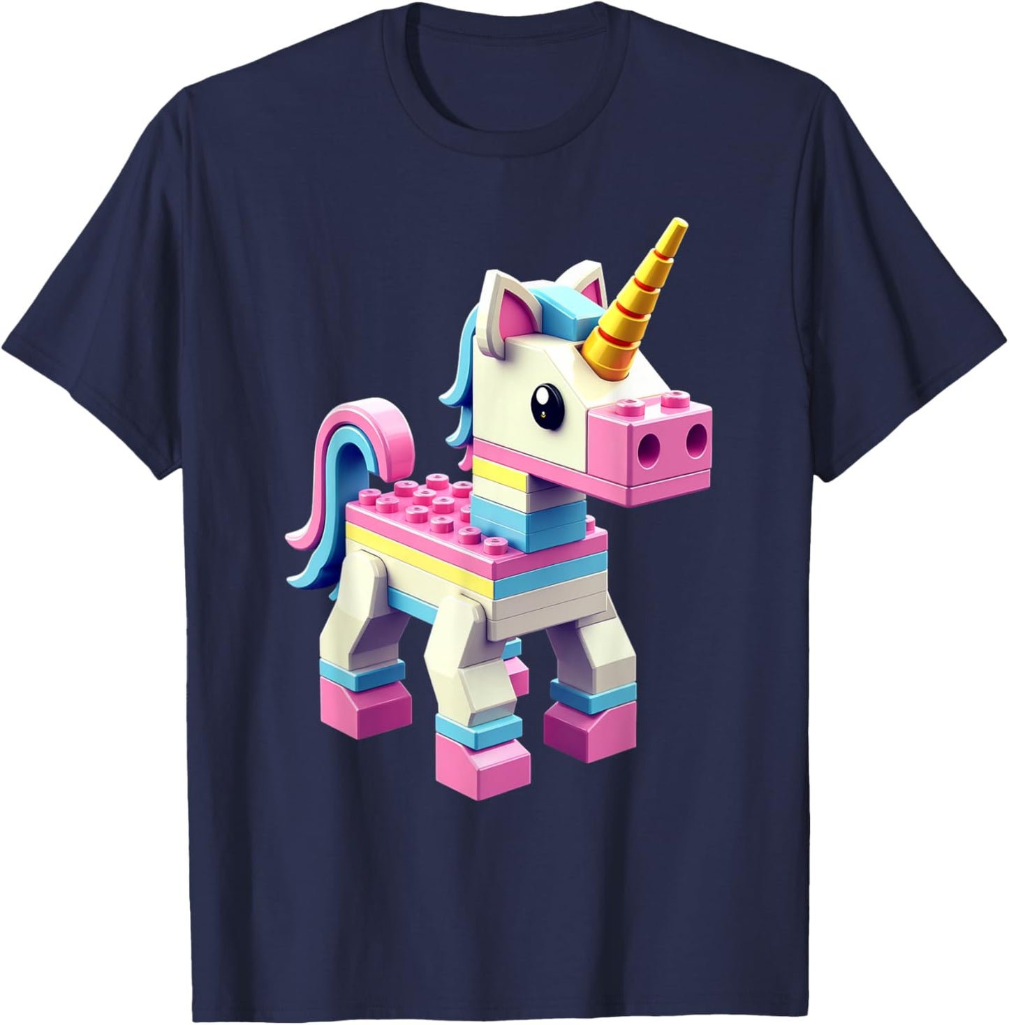 Master Builder Bricks Blocks Play Toys Unicorn T-Shirt - T-Shirt | Navy