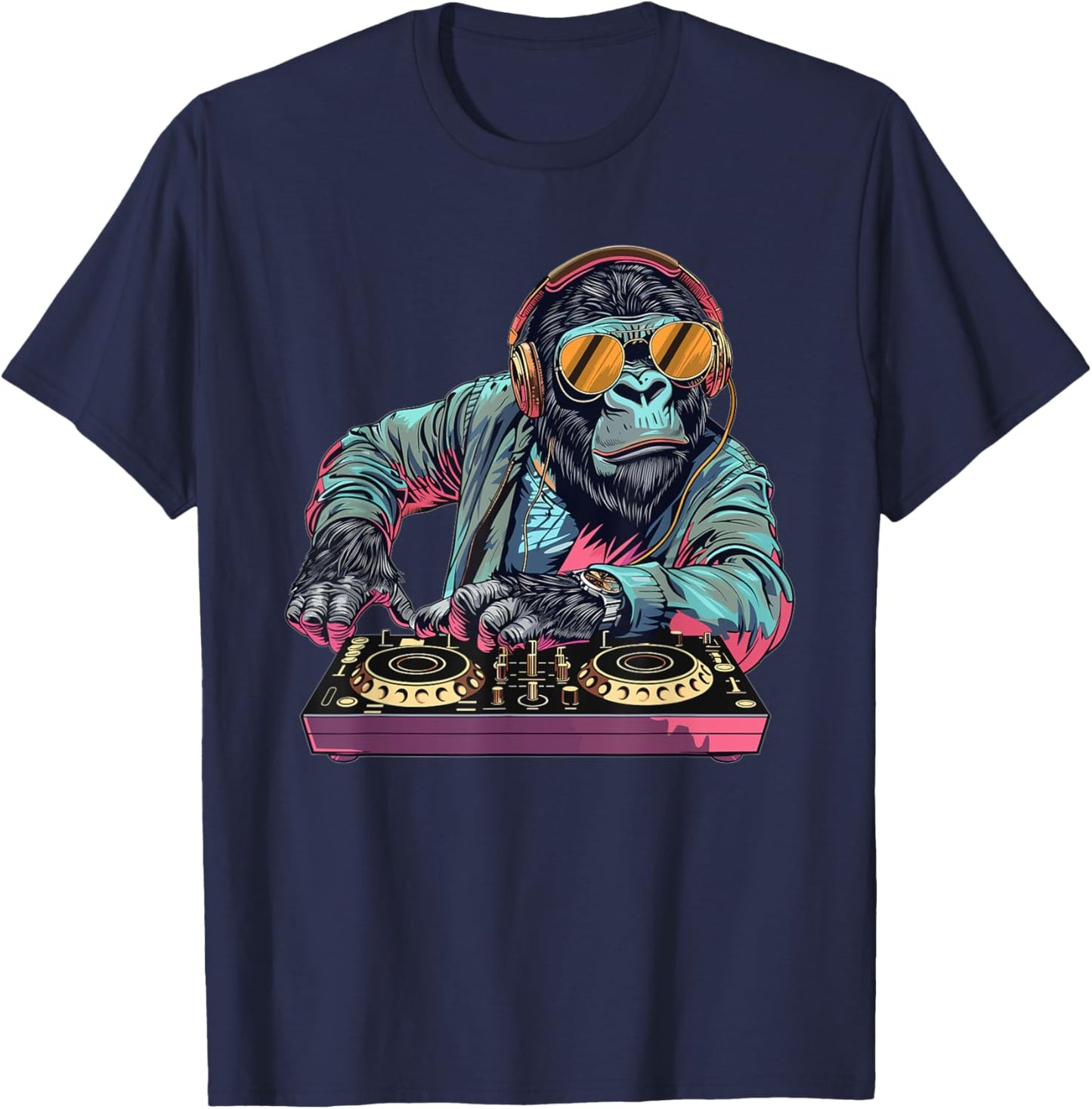 Cartoon Gorilla DJ T-Shirt - T-Shirt | Navy