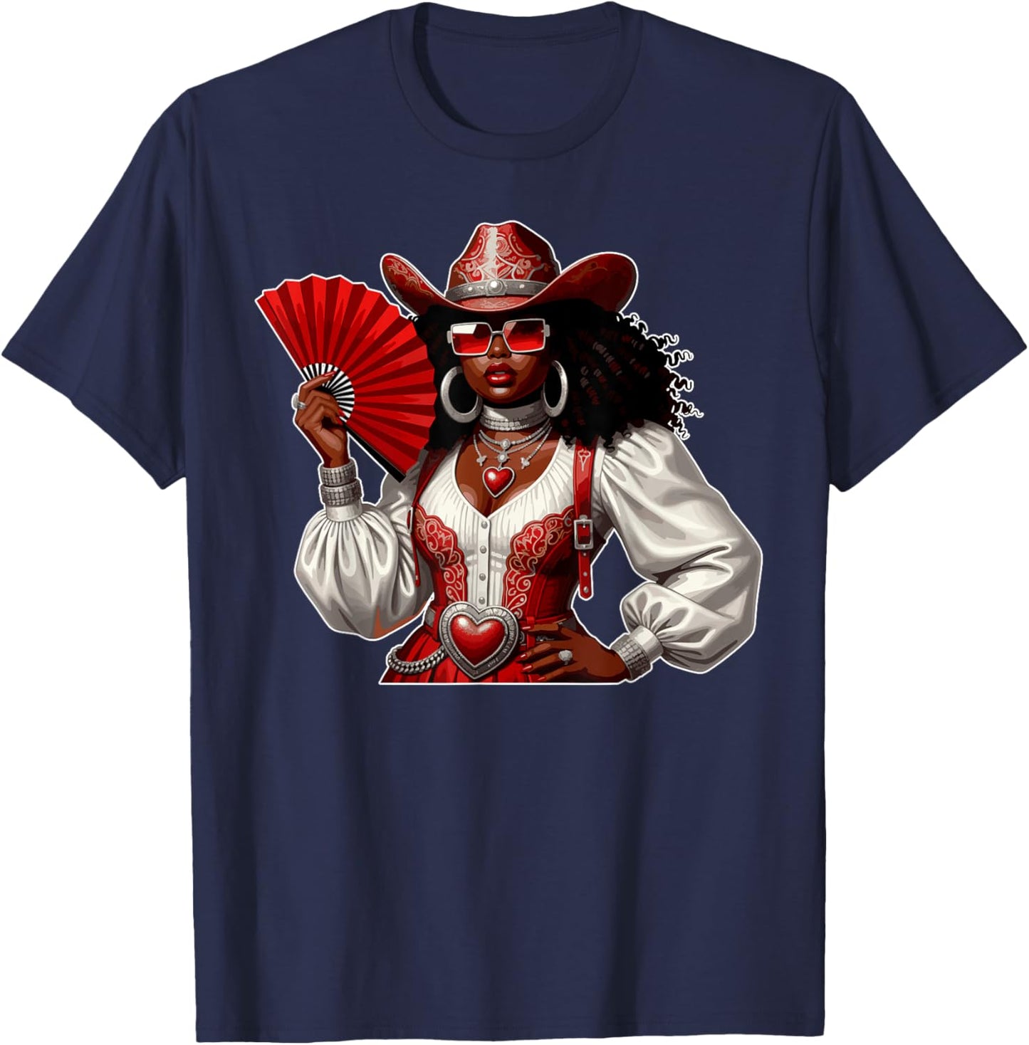 Black Cowgirl Black History Month Afro American Women Girls T-Shirt - T-Shirt | Navy