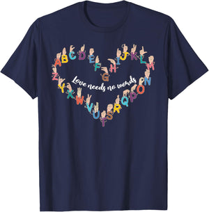 American Sign Language Abc's Alphabet Heat ASL Teacher SPED T-Shirt - T-Shirt | Navy
