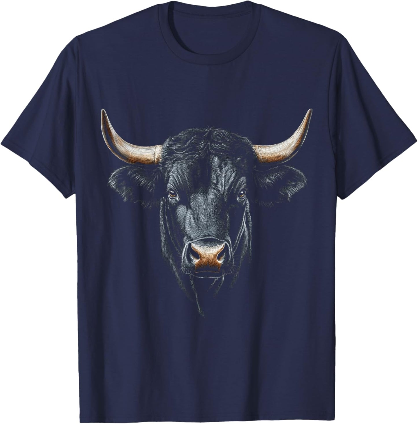 Bull Animal Graphic Illustration Bull T-Shirt - T-Shirt | Navy