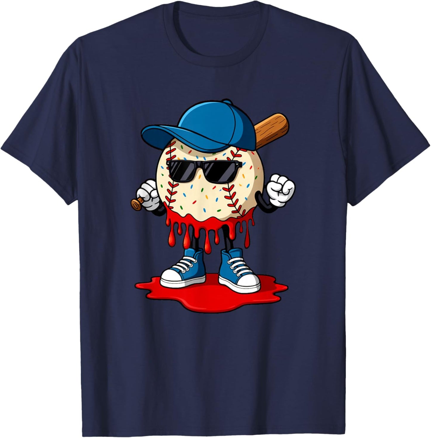 Baseball Lifestyle 101 Apparel Youth Funny Drip Ice Cream T-Shirt - T-Shirt | Navy