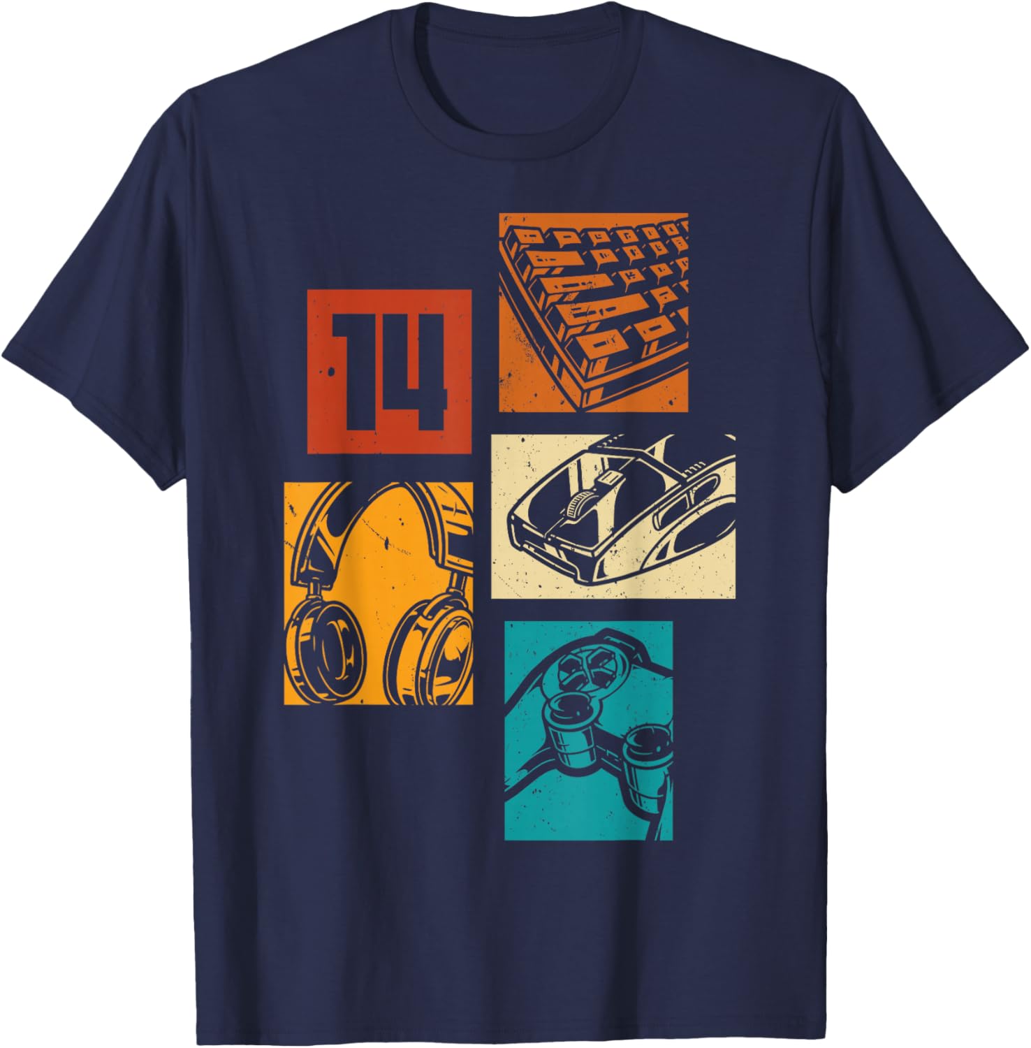 Level 14 Player Unlocked 14th Birthday Boys Girls T-Shirt - T-Shirt | Navy
