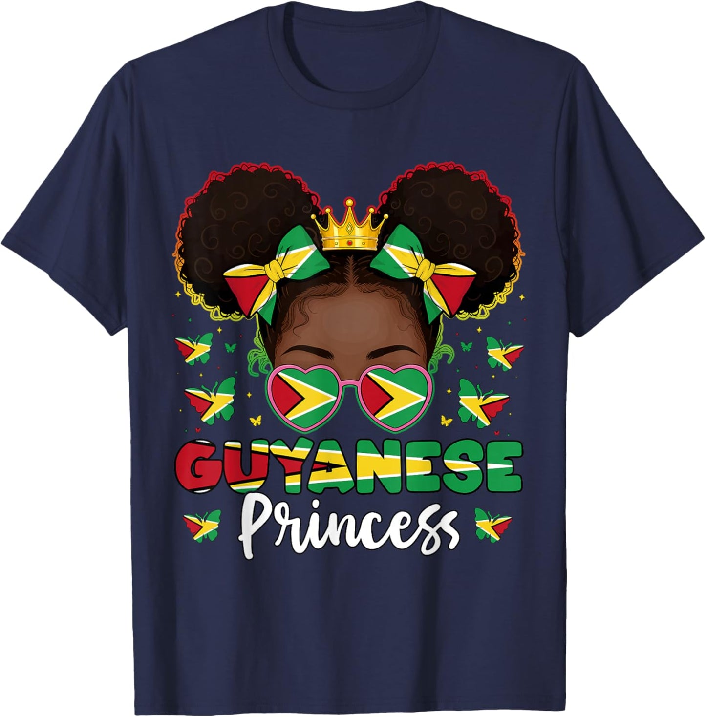 Guyanese Princess Guyana Flag Proud Guyanese Women T-Shirt - T-Shirt | Navy