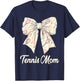 Tennis Mom Coquette Bow Cute Tennis Lovers Mothers Day T-Shirt - T-Shirt | Navy
