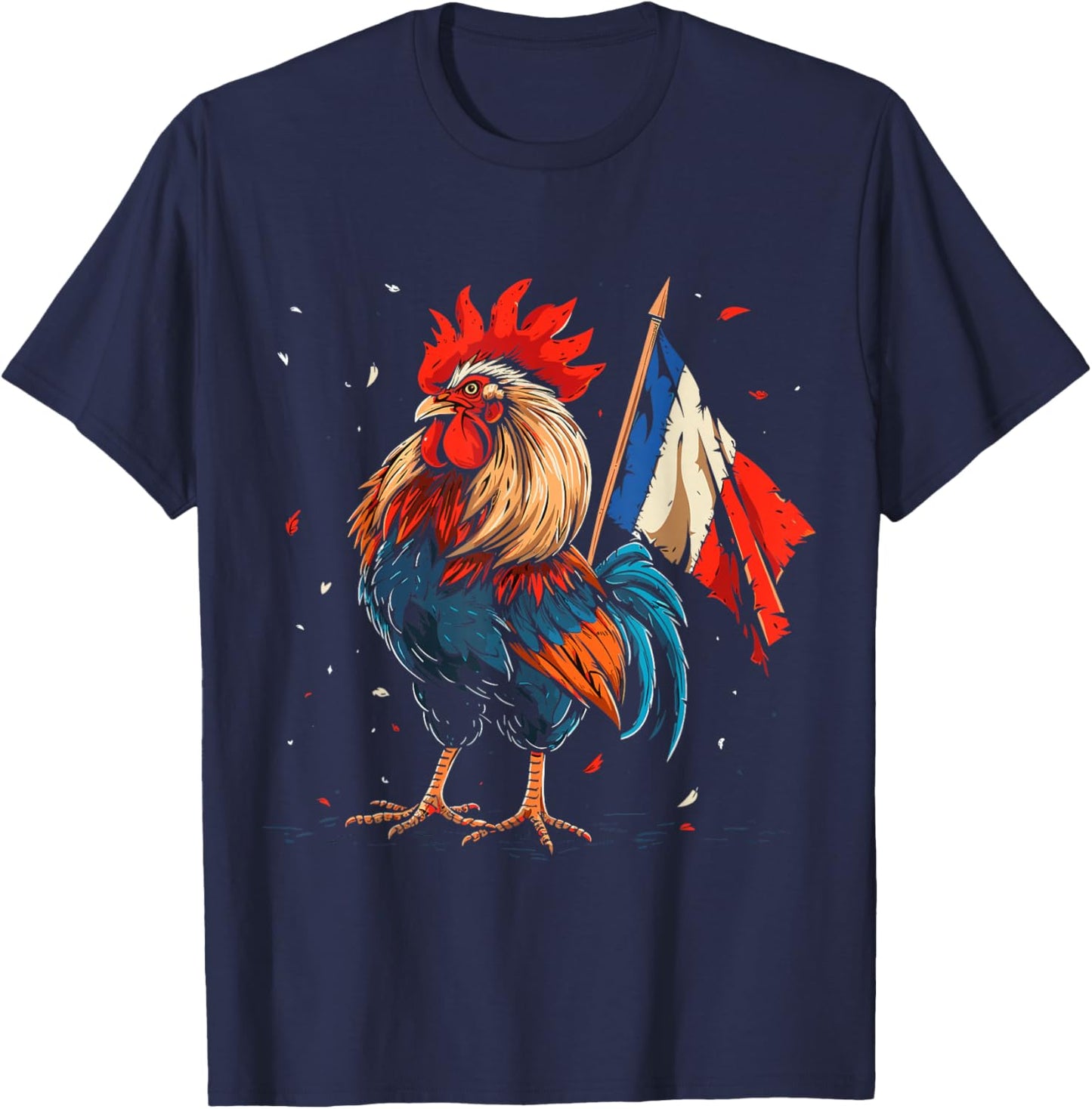 Proud Patriotic French Rooster France Flag Pride T-Shirt - T-Shirt | Navy