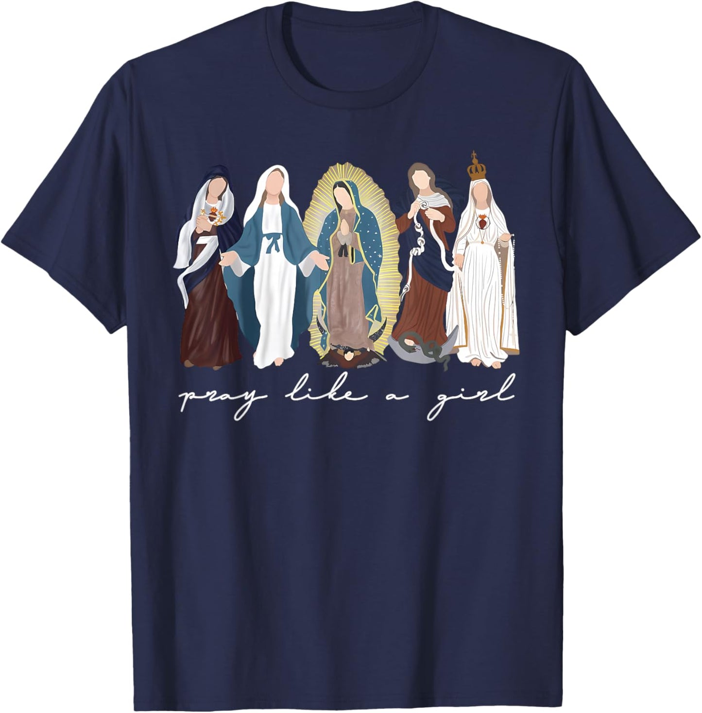 Catholic Saints Women Religious Men Women Kids T-Shirt - T-Shirt | Navy