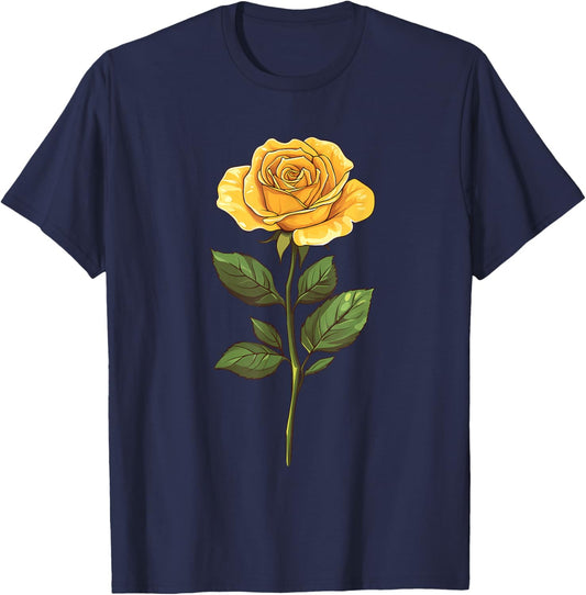 Yellow Rose Graphic T-Shirt - T-Shirt | Navy
