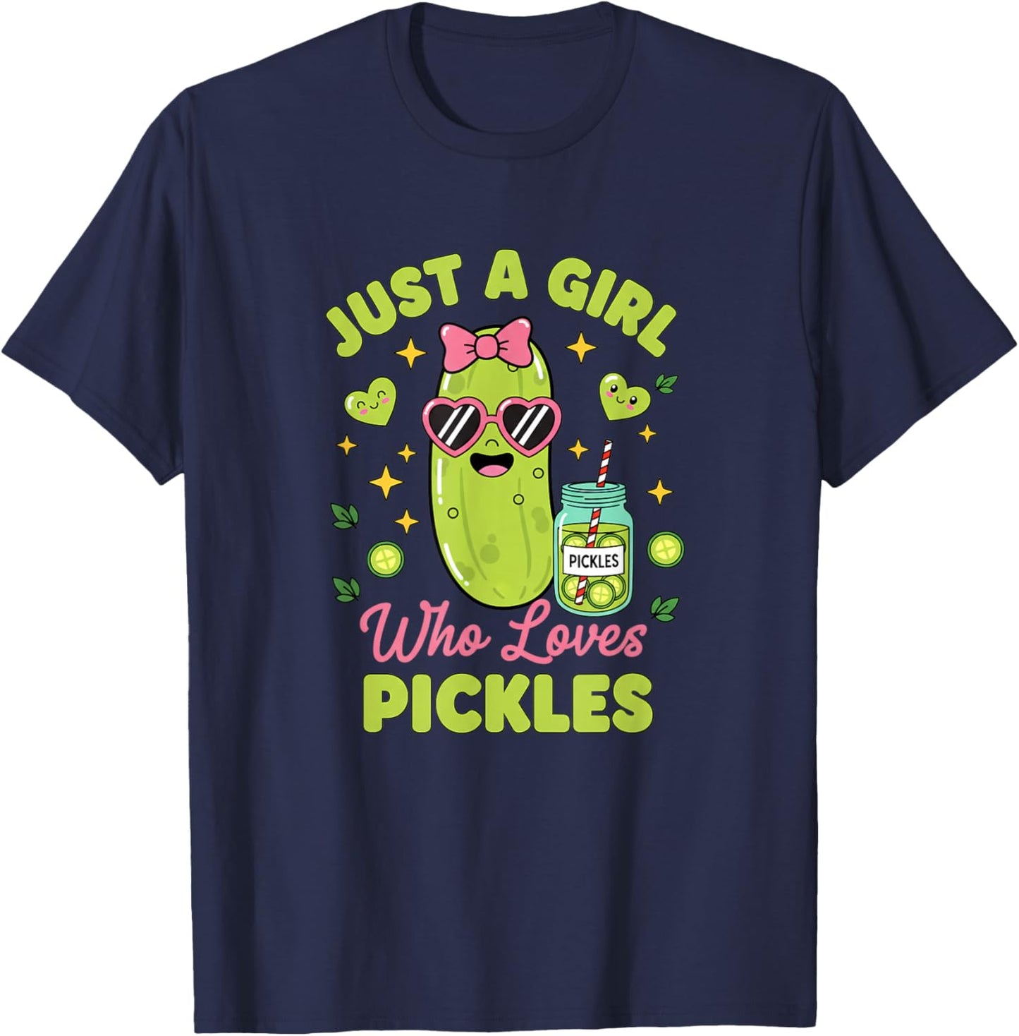 Just A Girl Who Loves Pickles Funny Pickle Lover Women T-Shirt - T-Shirt | Navy