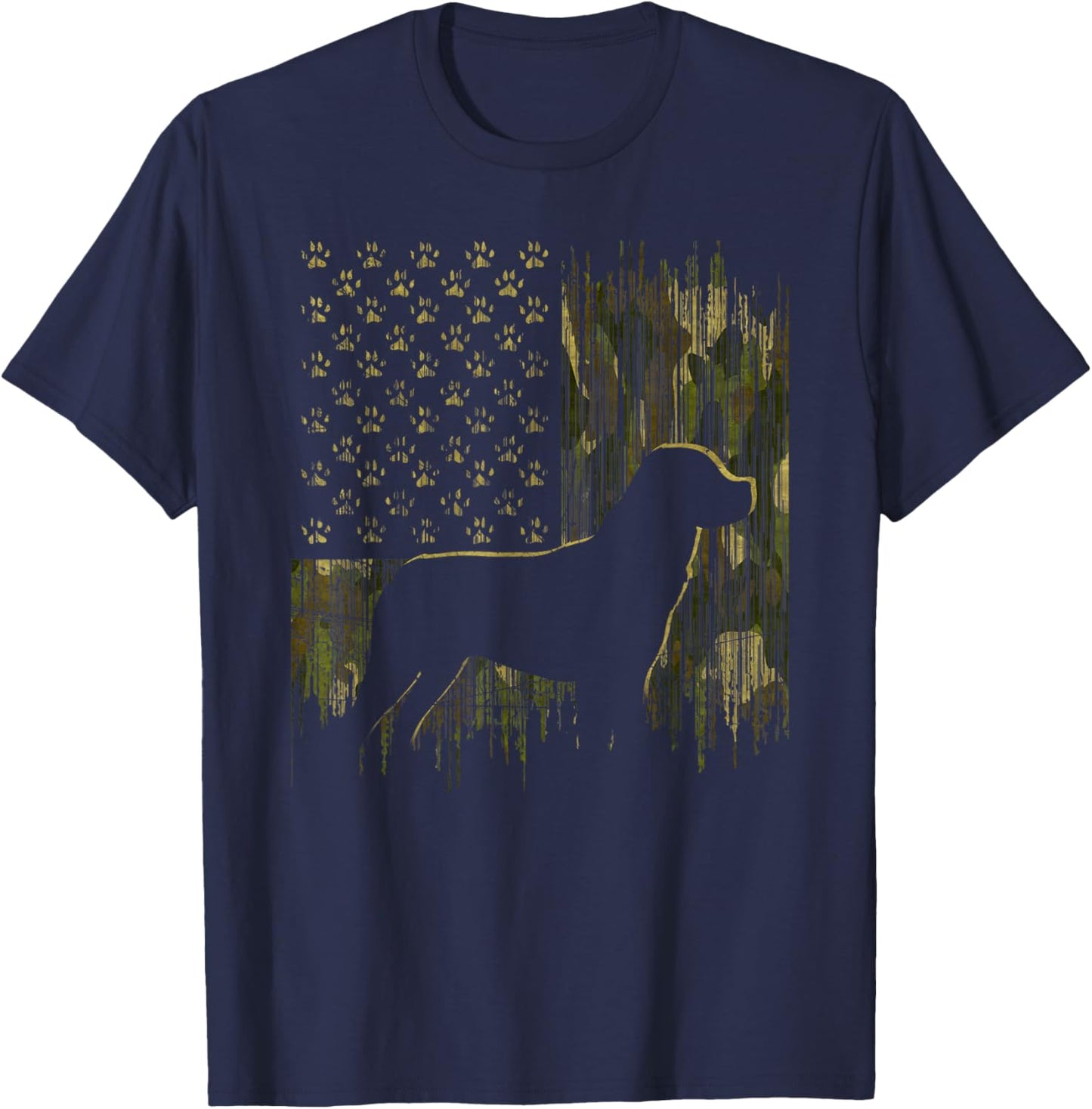 Vintage Camouflage USA Flag Love Rottweiler Dog Silhouette T-Shirt - T-Shirt | Navy