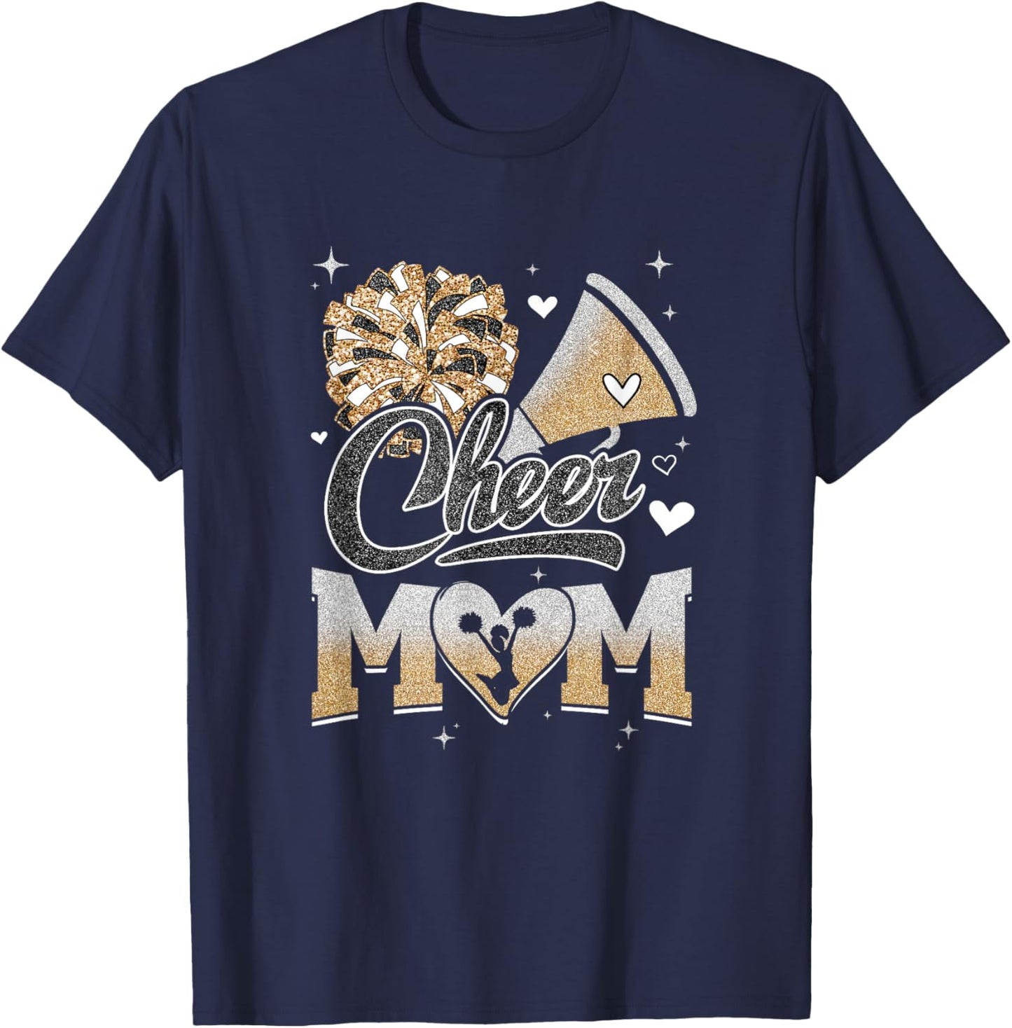 Cheer Mom Cheerleading Football Graphic T-Shirt - T-Shirt | Navy