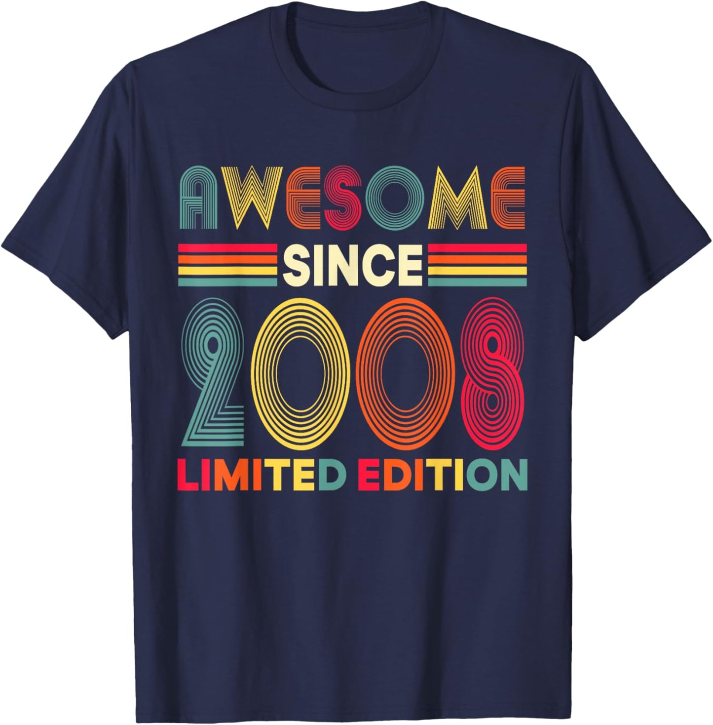 Awesome Since 2008 Limited Edition 18th Birthday Decorations T-Shirt - T-Shirt | Navy