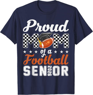 Proud Mom Senior 2026 Football Mom Senior 2026 Graduation T-Shirt - T-Shirt | Navy