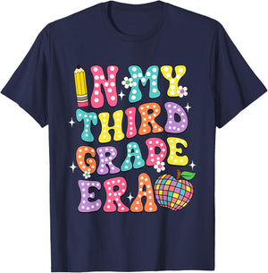 Retro Groovy In My Third Grade Era First Day Back To School T-Shirt - T-Shirt | Navy