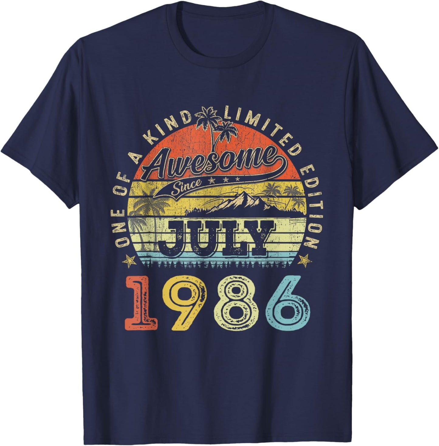 Funny 38 Years Old July 1986 Vintage 38th Birthday Men Women T-Shirt - T-Shirt | Navy