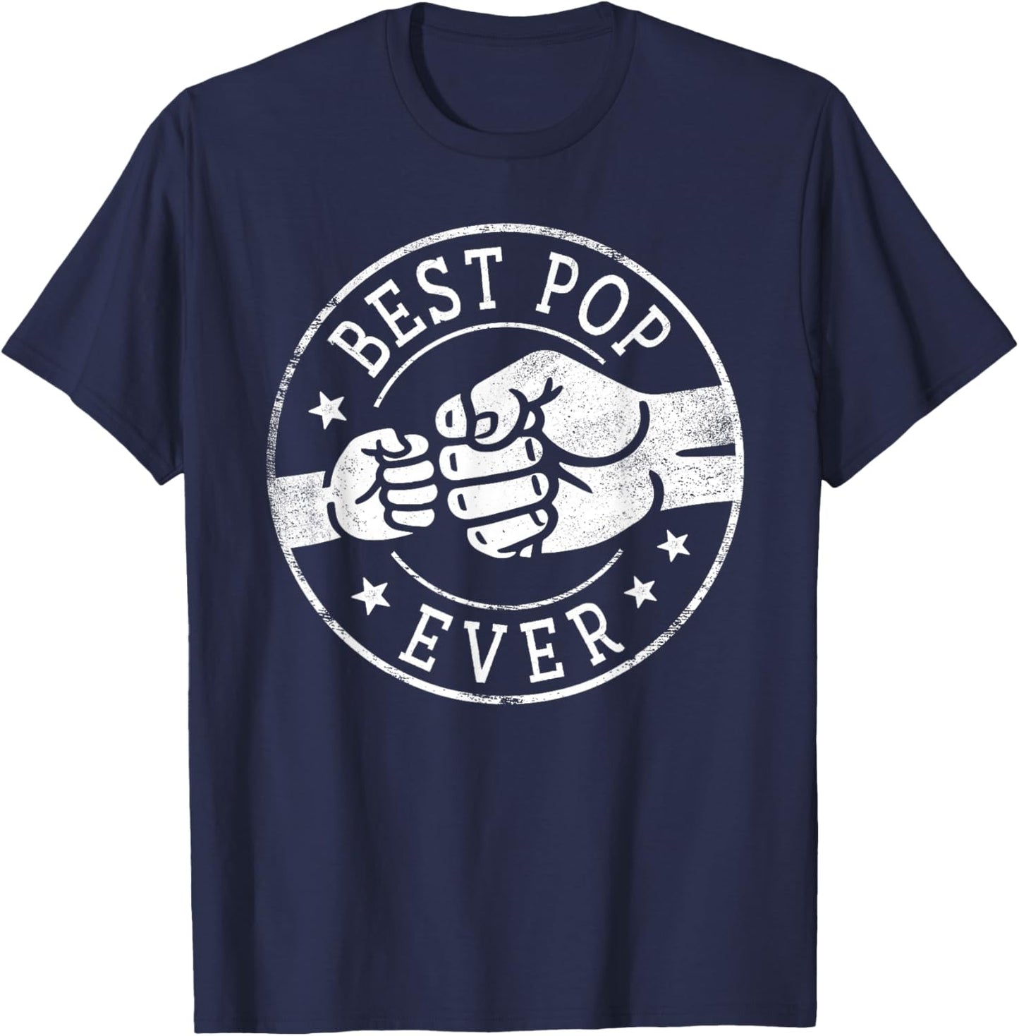 Best Pop Ever - Fist Bump Circle Emblem Design Pop T-Shirt - T-Shirt | Navy