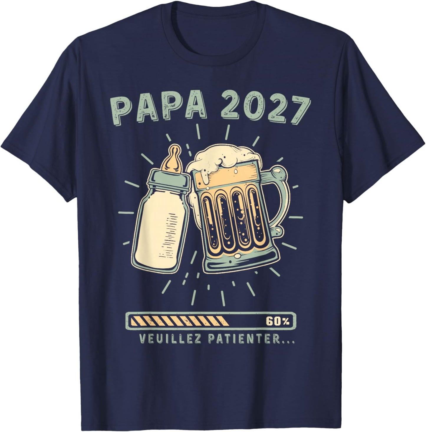 Futur Papa 2027 Bébé en Route Devenir Papa T-Shirt - T-Shirt | Navy