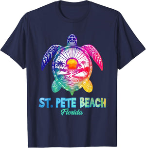 St. Pete Beach Tie Dye Sea Turtle Florida Vacation T-Shirt - T-Shirt | Navy