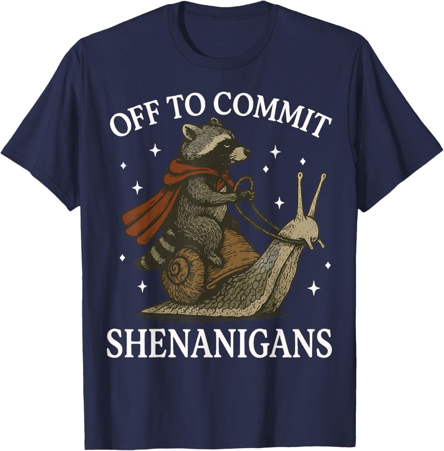 Off to Commit Shenanigans Raccoon T-Shirt - T-Shirt | Navy
