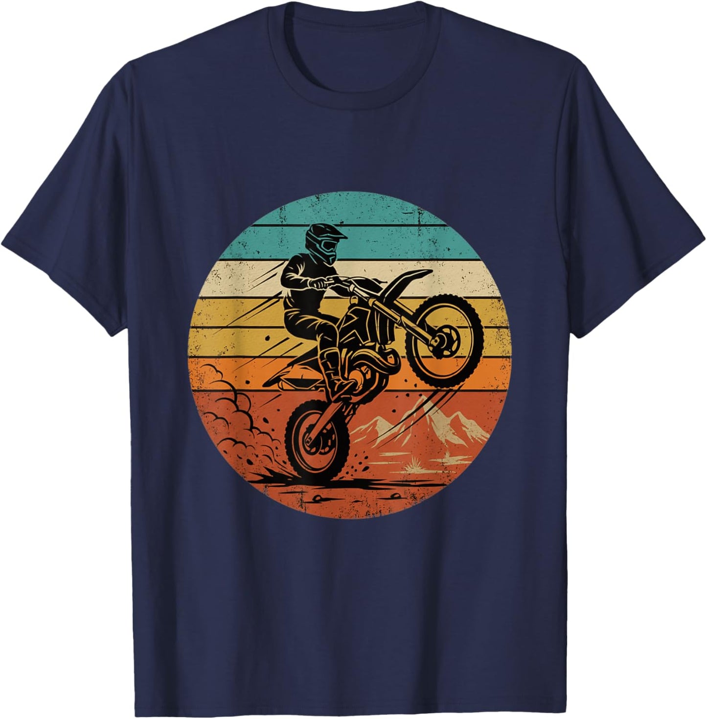 Vintage Motocross Retro Dirt Bike Rider Racing Bike T-Shirt - T-Shirt | Navy