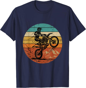 Vintage Motocross Retro Dirt Bike Rider Racing Bike T-Shirt - T-Shirt | Navy