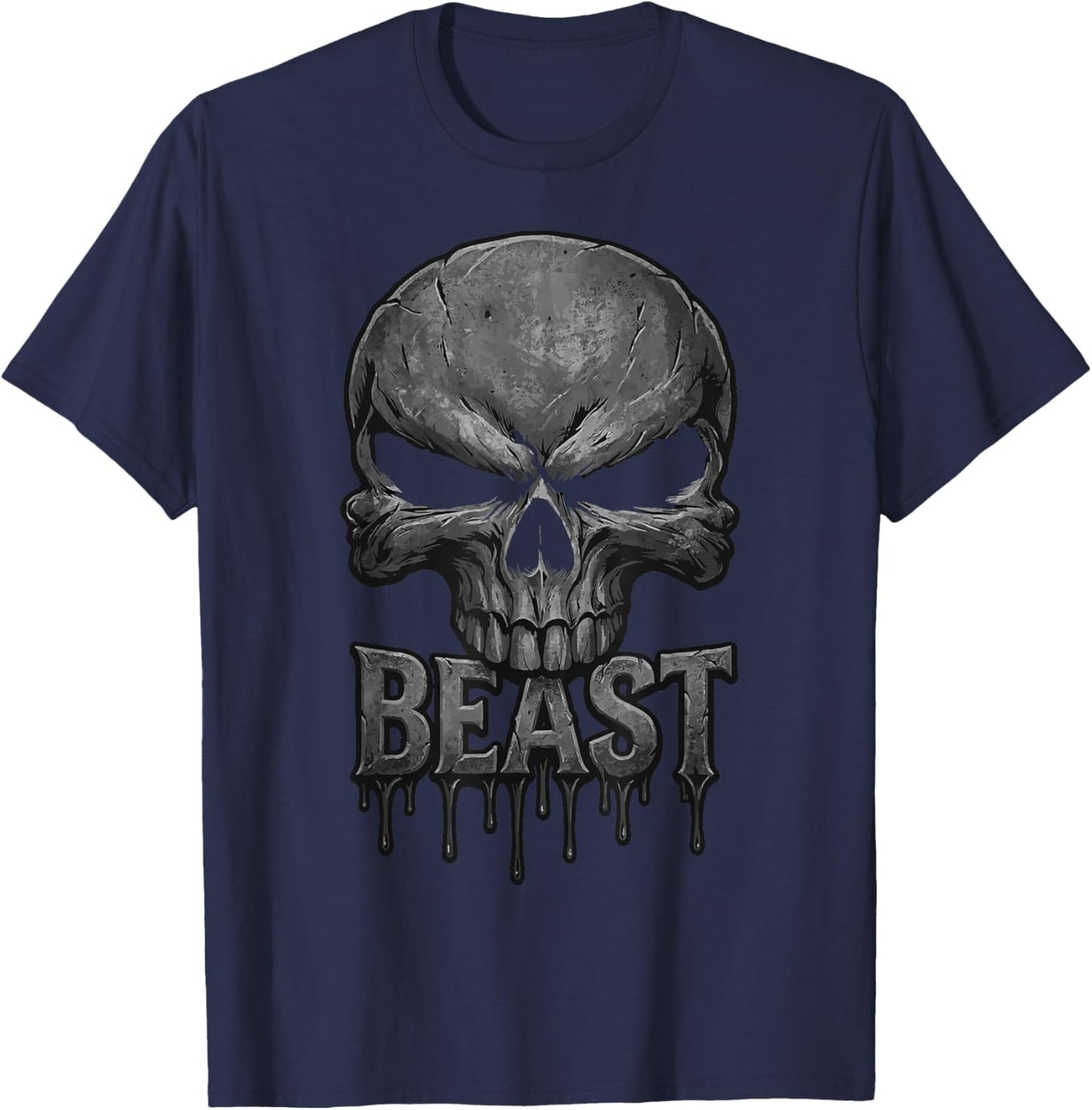 Beast Skull Gym Bodybuilder Men Women T-Shirt - T-Shirt | Navy